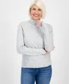 Style & Co Petite Mock Neck Sweater, Macy's Exclusive In Silver