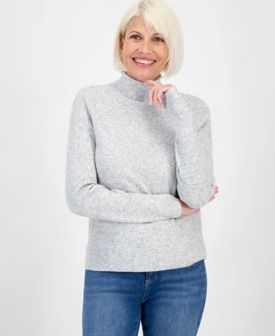 Style & Co Petite Mock Neck Sweater, Macy's Exclusive In Silver