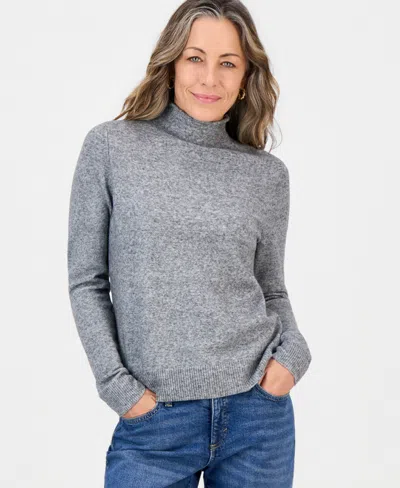 Style & Co Petite Mock Neck Sweater, Macy's Exclusive In Gray