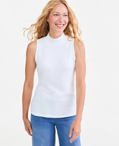Style & Co Petite Mock Neck Tank Top, Macy's Exclusive In White