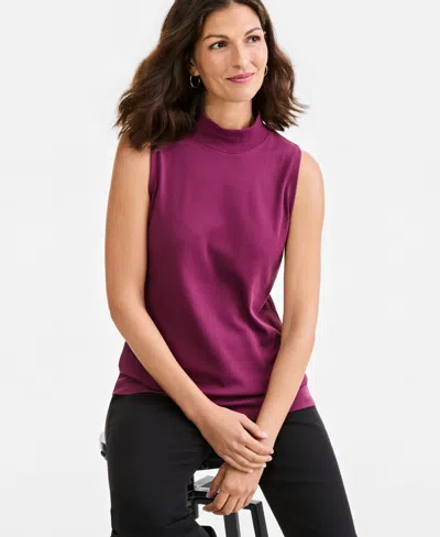 Style & Co Petite Mock Neck Tank Top, Macy's Exclusive In Purple