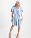 Style & Co Petite Tiered Dress, Created For Macy's In Mount St Dusk