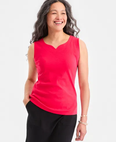Style & Co Petite Notch Neck Sleeveless Knit Top, Macy's Exclusive In Pink