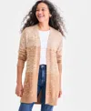 Style & Co Petite Honeycomb-knit Open-front Long Cardigan, Macy's Exclusive In Nude