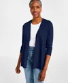 Style & Co Petite Open-front Cardigan, Macy's Exclusive In Blue