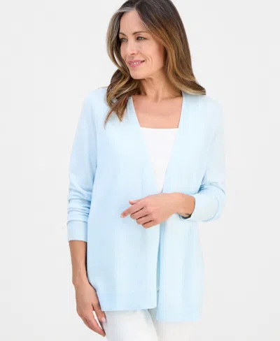 Style & Co Petite Open-front Cardigan, Macy's Exclusive In Blue