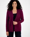 Style & Co Petite Open-front Cardigan, Macy's Exclusive In Purple