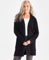 Style & Co Petite Open-front Dropped-shoulder Cardigan, Created For Macy's In Deep Black