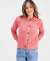 Style & Co Petite Open-stitch Button-front Cotton Cardigan, Macy's Exclusive