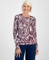 Style & Co Petite Paisley-print Long-sleeve Sweater, Macy's Exclusive In Multi