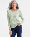 Style & Co Petite Paisley-print Scoop-neck Top, Macy's Exclusive In Green