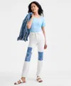 Style & Co Petite Patchwork Straight-leg Jeans, Exclusively At Macy's In White