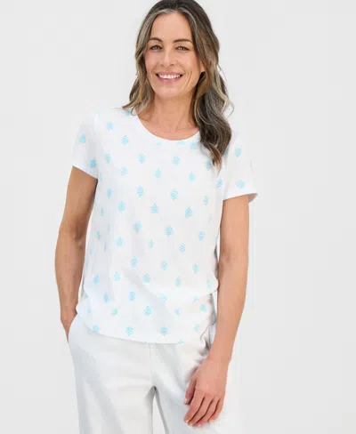 Style & Co Petite Perfect Short-sleeve Crewneck T-shirt, Macy's Exclusive In White