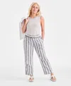 Style & Co Petite Phoebe Cotton Striped Pants, Exclusively At Macy's In White