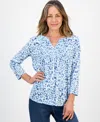 Style & Co Petite Pintuck-pleat 3/4-sleeve Top, Macy's Exclusive In Multi