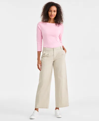 Style & Co Petite Pleated Pants, Macy's Exclusive In Neutral
