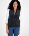 Style & Co Petite Polar Fleece Vest, Created For Macy's In Black