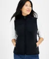 Style & Co Petite Polar Fleece Vest, Created For Macy's In Deep Black