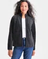 Style & Co Women's Polar Fleece Mock-neck Jacket, Created For Macy's In Gray