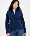 Style & Co Petite Polar Fleece Zip-front Jacket, Created For Macy's In Industrial Blue