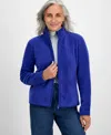 Style & Co Petite Polar Fleece Zip-front Jacket, Created For Macy's In Jazzy Blue