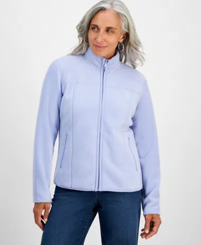 Style & Co Petite Polar Fleece Zip-front Jacket, Created For Macy's In Moonlit Iris