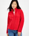 Style & Co Petite Polar Fleece Zip-front Jacket, Created For Macy's In Tango Red