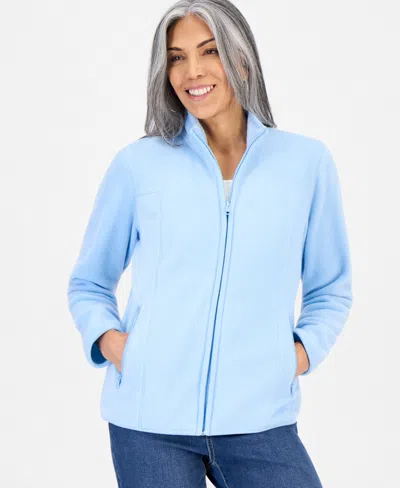Style & Co Petite Polar Fleece Zip-front Jacket, Created For Macy's In Blue
