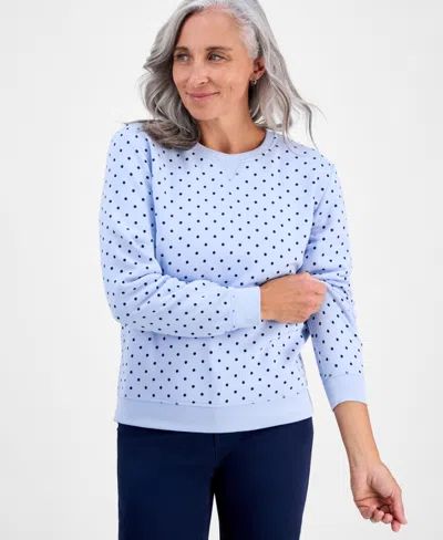 Style & Co Petite Polka Dot Crewneck Sweatshirt, Macy's Exclusive In Brown