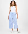 Style & Co Women's Chambray Embroidered-hem Cropped Pants, Exclusively At Macy's In Blue