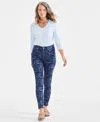Style & Co Petite Printed Mid-rise Curvy Skinny Jeans, Created For Macy's In Wintr Flrl