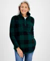 Style & Co Plus Size Check-print Quarter-zip Sweatshirt, Created For Macy's In Merrygreen