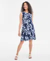 Style & Co Petite Floral-print Sleeveless Flip Flop Dress, Exclusively At Macy's In Blue