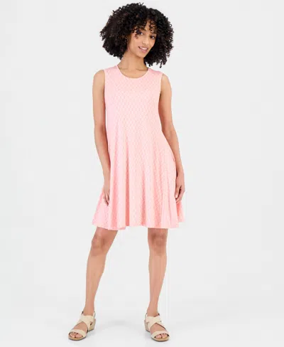 Style & Co Petite Printed Sleeveless Flip Flop Dress, Macy's Exclusive In Pink