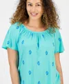 Style & Co Petite Printed Top, Exclusively At Macy's In Blue