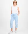 Style & Co Petite Pull-on Cuffed Twill Ankle Pants, Created For Macy's In Dream Blue