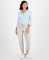 Style & Co Petite Pull-on Cuffed Twill Ankle Pants, Created For Macy's In Stonewall