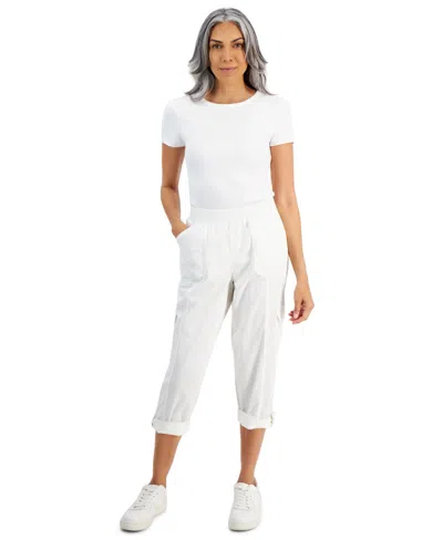 Style & Co Petite Pull-on Mid-rise Rolled Cuff Capri Pants, Created For Macy's In Bright White