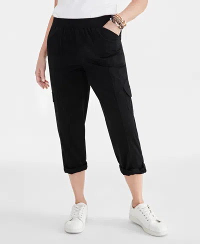 Style & Co Petite Pull-on Mid-rise Rolled Cuff Capri Pants, Created For Macy's In Industrial Blue