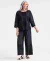 Style & Co Petite Pull-on Patchwork Straight Pants, Macy's Exclusive In Black