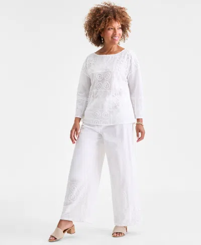 Style & Co Petite Pull-on Patchwork Straight Pants, Macy's Exclusive In Gray