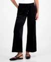Style & Co Petite Pull-on Wide-leg Velour Lounge Pants, Macy's Exclusive In Black