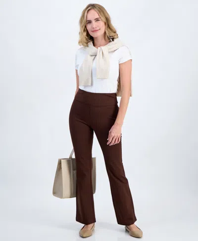 Style & Co Petite Pull-on Bootcut Ponte Pants, Created For Macy's In Grand Brown