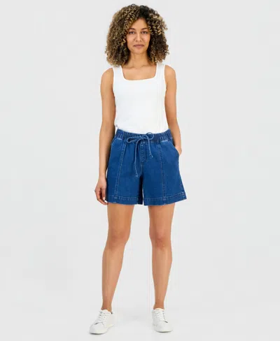 Style & Co Petite Pull-on High-rise Denim Shorts, Macy's Exclusive In Multi