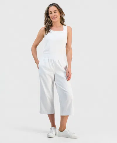 Style & Co Petite Pull-on Wide-leg Twill Capri, Macy's Exclusive In White