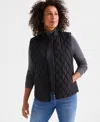 Style & Co Petite Quilted Vest, Created For Macy's In Deep Black