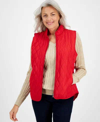 STYLE & CO PETITE QUILTED VEST, CREATED FOR MACY'S