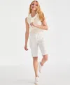 Style & Co Petite Raw-edge Denim Bermuda Shorts, Created For Macy's In Paige Emb