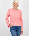 Style & Co Petite Ribbed Bell-sleeve Sweater, Macy's Exclusive In Pink