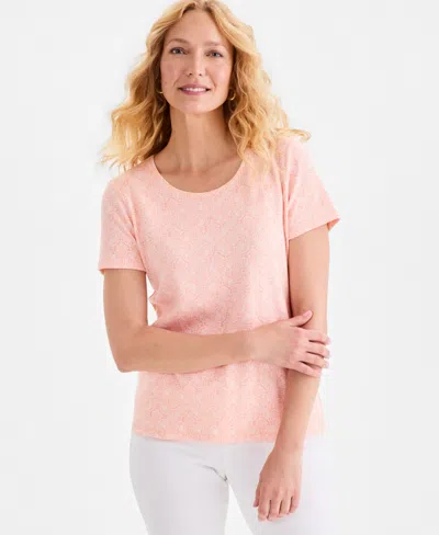 Style & Co Petite Scoop Neck T-shirt, Macy's Exclusive In Pink